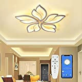 Moderne LED Deckenleuchte Dimmbar ,Wohnzimmerlampe mit Fernbedienung APP Lichtfarbe Helligkeit Farbwechsel ,Schlafzimmer Deckenlampe Deckenbeleuchtung Lampe, Kronleuchter Dimming Innenbeleuchtung