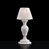 Nachttischlampe Shabby Chic Weiß Holz Abat Jour Holz mit Lampenschirm bon-33