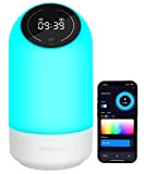 Nachttischlampe Touch Dimmbar, Smart LED RGB Farbwechsel WiFi Nachtlicht, Alexa Google Home Kompatibel Tischlampe mit Timer und Uhr, 34 Scene ...