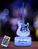 Nice Dream Elektrische Gitarre Nachtlicht für Kinder, 3D Illusion Lampe Kinderzimmer LED Licht, Fernbedienung 16 Farbwechsel Dimmbar, Weihnachtsgeschenke für Mädchen ...