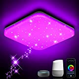 NIXIUKOL LED Deckenleuchte Dimmbar 24W RGB, Smart WiFi Deckenlampe mit APP-Steuerung, Kompatibel mit Alexa Google Home, Wohnzimmerlampe Schlafzimmerlampe Kinderzimmerlampe Sternenlicht ...