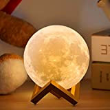 NSL Lighting Mondlampe 15 cm 16 LED-Farben Kindernachtlicht Galaxielampe Mondlicht mit Holzständer Fernbedienung & Touch-Steuerung Geschenk für Baby Mädchen Jungen ...