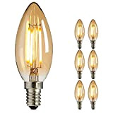 NUODIFAN LED Edison Glühbirne E14, Vintage Kleine LED Kerze Birne Antike Lampe (Warmweiß 4W 2700K Amber Glas) Dekorative Retro Glühbirne ...