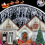 Ollny Weihnachtsbeleuchtung Außen, Eisregen Lichterkette Außen 10m 396LEDs 66Saiten, Lichtervorhang mit Fernbedienung & Timer Strom 8 Modi für Weihnachten, Silvester, ...
