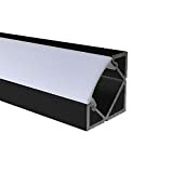 OPAL - 200 cm LED Aluminium Profil ECKE-45 in Schwarz + 200 cm weiß milchige Abdeckung für LED-Streifen Alu von ...