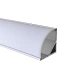 OPAL - 200 cm LED Aluminium Profil ECKE-RUND + 200 cm weiß milchige Abdeckung für LED-Streifen Alu von Alumino®