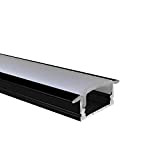 OPAL - 200 cm LED Aluminium Profil EINBAU-KL in Schwarz + 200 cm weiß milchige Abdeckung für LED-Streifen 2m Alu ...