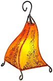 Orientalische Tischlampe Rahaf 35cm Lederlampe Hennalampe Lampe | Marokkanische kleine Tischlampen aus Metall, Lampenschirm aus Leder | Orientalische Dekoration aus ...