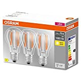 OSRAM LED BASE Classic A75, klare Filament LED-Lampen aus Glas für E27 Sockel, Birnenform, Warmweiß (2700K), 1055 Lumen, Ersatz für ...