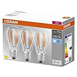 OSRAM LED BASE Classic A75, klare Filament LED-Lampen aus Glas für E27 Sockel, Birnenform, Kaltweiß (4000K), 1055 Lumen, Ersatz für ...