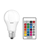 OSRAM STAR+ RGBW LED Lampe mit E27 Sockel, RGB-Farben per Fernbedienung änderbar, 9.7W, klassische Birnenform, Ersatz für 60W-Glühbirne, matt, LED ...