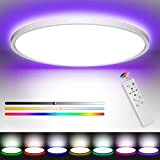 OTREN Led Deckenleuchte Dimmbar, Rund Deckenlampe mit RGB Farbwechsel Hintergrundbeleuchtung, Flach Panel Lamp für Badezimmer Wohnzimmer Schlafzimmer, IP44, 36W, Ø30CM