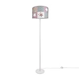 Paco Home Kinderlampe LED Stehlampe Kinderzimmer Lampe Sternen Motiv, Stehleuchte E27, Lampenfuß: Einbeinig Weiß, Lampenschirm: Pink (Ø38 cm)