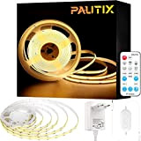 PAUTIX COB LED Streifen Warmweiss 3000K, 3m 504leds/M Dimmbar 24V Flexibel LED Strip lights Set mit RF Fernbedienung und GS ...