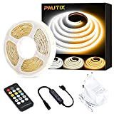 PAUTIX COB LED Streifen Weiß CCT Abstimmbar, 3M Dimmbar 2700K-6500K 24V LED Strip lights Set mit GS Netzteil,Super hell für ...