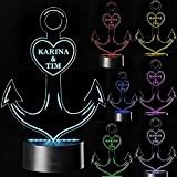 Personalsierte LED Motivlampe • Anker • mit Namen - dekorative 3D Leuchte in verschiedenen Farben | Geschenkideen zur Hochzeit für ...