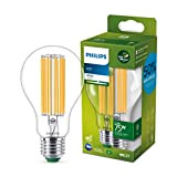 Philips LED Classic ultraeffiziente E27 Lampe, A-Label, 75W, klar, warmweiß, 1 Stück (1er Pack)