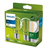 Philips ultraeffiziente E27 LED Lampe, 40W, klar, warmweiß, Doppelpack, 929003066491