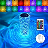 POFH Touching Control Rose Crystal Lampe 16 Farben ändern RGB Touch Lampe LED Diamant Kristall Tischlampe Bedside Lamp USB Aufladbar ...
