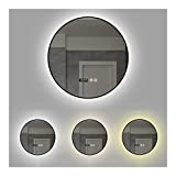 QWEASDF Badspiegel mit LED Beleuchtung, IP44, dimmbar, warmweiß und kaltweiß und Warmes Licht, Bluetoothlautsprecher, Größenwahl, Modellwahl - Badezimmerspiegel, Touch Lichtspiegel ...