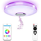RGB LED Deckenleuchte 36W Deckenlampe Dimmbar mit Bluetooth Lautsprecher Partylicht Farbwechsel Lampe mit Fernbedienung und APP Steuerung für Weihnachten Wohn-/Schlafzimmer ...