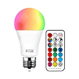 RGBW LED Lampen, 10W E27 LED Farbige Licht Leuchtmit RGB LED Leuchtmittel Dimmbar mit Fernbedienung, Farbwechsel Lampen LED Birnenmit 12 ...