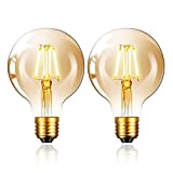 Sarveeta Edison Vintage Glühbirne E27, G80 Retro LED Filament Lampe 6W，600LM，2800K Warmweiß，2 Stück