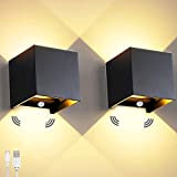 SENFAY LED Innen Wandleuchte mit Bewegungsmelder 6 W Akku Wandlampe Batteriebetrieben mit Einstellbar Abstrahlwinkel, Up Down Design Wandlampe mit Schalter