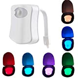 SH-RuiDu LED Toilettenlicht, 8 Farben WC Nachtlicht Motion Sensor Toilettenlicht Badezimmer Waschraum Toilettenbeleuchtung batteriebetrieben