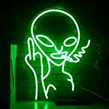 SIGNSHIP Grünes Rauchen Alien Neonschild Led Rauchender Außerirdischer Neonlichter für Wanddekoration, USB neuartige grüne Alien-Neonschilder für Zuhause, Kinderzimmer, Bar, Schlafzimmer ...