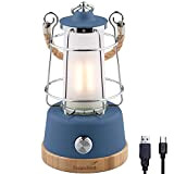 Skandika LED-Lampe Kiruna | Retro Outdoor Campinglampe mit Powerbank, stufenlos dimmbar, kabellos, Akku, aufladbar, USB, warm- und kaltweiß, 75h Leuchtzeit ...