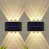 Solar LED Wandleuchte Up & Down Light Dekorative LED Wandbeleuchtung 6 LEDs Wasserdicht Wandlampen im Innen und Außenbereich, 2 Stück, ...