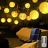 Solar Lichterkette Aussen, 30 LED Lampions Lichterkette Außen Wetterfest mit Fernbedienung IP65 6,5M 8 Modus Led Lichterkette Warmweiß Outdoor, Deko ...