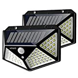Solarlampen für Außen, [2er aktualisierte Version] AQUAB® 100 LED Solar Strahler Wandleuchte Aussen mit Bewegungsmelder wasserdichte Solarleuchten für außen winterfest, ...