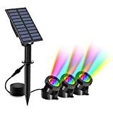 T-SUN Solar Teichbeleuchtung, RGB Solar Unterwasserstrahler LED Teich Licht Teichbeleuchtung mit IP68 wasserdicht, RGB-Farbwechsel Landschaftsscheinwerfer Gartenbeleuchtung für Garten, Patio, Baum