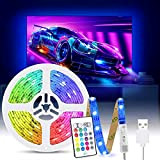 TASMOR LED Strip 2m TV Hintergrundbeleuchtung, USB LED Streifen Wasserdicht IP65, RGB LED Band Leiste Sync mit Musik, 16 Farben ...