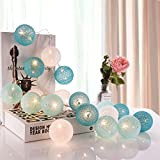 TENSUN Cotton Ball Lichterkette, 3m 20 LED Kugel Lichterketten, Baumwollkugeln Lichterkette für Innen, Weihnachten, Hochzeit, Garten, Party Deko (Tiffany)