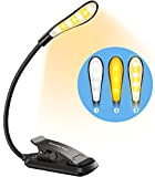 TnYoYo Leselampe Buch Klemme, Klemmlampe mit 7 LEDs, Stufenlose Helligkeit Augenschutz Buchlampe, 3 Farbtemperatur Modi, USB Wiederaufladbare Klemmleuchte, 360 ° ...