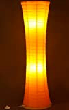Trango 1230L Design LED Reispapier Stehlampe *AMSTERDAM* Reispapierlampe *HANDMADE* Stehleuchte mit orangefarbenem Lampenschirm inkl. 2x E14 LED Leuchtmittel - Höhe: ...
