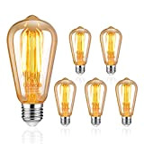 Uchrolls Edison Vintage Glühbirne, 5er Pack E27 6W LED Glühbirne Vintage Antike Glühbirne, Warmweiß (2500K) 700LM, Ideal für Nostalgie und ...