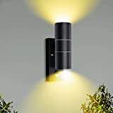 Unikcst Aussenlampe mit Bewegungsmelder LED Anthrazit IP44 Modern Eingang Außenleuchte Wand Schwarz Up Down GU10 Wandlampe 230V inkl.2x 5W Warmweiß ...