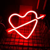 Uonlytech LED Cupid Bow Leuchtreklame LED Herz Neon Nachtlicht für Kinder Liebhaber Dekor für Schlafzimmer Wohnzimmer Wand Valentine Party (Rot)