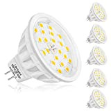 Uplight Dimmbar GU5.3 MR16 LED Lampe,Warmweiss 3000K,5.5W Ersetzt 50-60W Halogen Lampe,DC12V 600LM Ra85,120°Abstrahlwinkel Reflektorlampen,6er Pack.