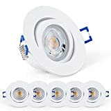 URing LED Einbaustrahler Dimmbar Schwenkbar Flach, LED Spot inkl wechselbarem 230V 5W 650LM warmweiß 3000K LED Modul, bohrloch 68mm - ...
