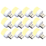 USB-Lichter bei Nacht, Mini-LED-Lampe, ohne Lichtsensor, Stecker, warmweiß, kompakt, ideal für Schlafzimmer, Badezimmer, Küche, Auto, USB-Atmosphäre-Licht (12 Stück/Packung, warmes Licht)