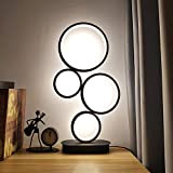 Vier Kreis LED Tischlampe aus Aluminium 16W Dimmbare künstlerische und kreative dekorative Tischlampe Metallbasis Perfekt für Schlafzimmer Wohnzimmer Hotel-Schwarz[Energieklasse A+]