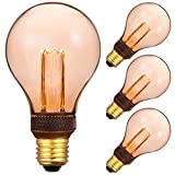 Vintage Design LED Birne Retro Stil zur Stimmungsbeleuchtung E27 A60 Edison Glühbirne, 2W 230V 65LM 1800K extra warmweiß flimmerfrei nicht ...