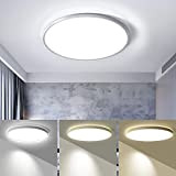 WAYRANK LED Deckenleuchte Flach mit Speicherfunktion, Badezimmer Deckenlampen Ø30 x 2.5cm, LED Panel für Wohnzimmer Schlafzimmer, 3000K/ 4000K/ 6000K, Rund, ...