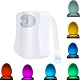 WC-Lichter im Inneren, WC-Sensor, WC-Licht, Batterie, Toilettenschüssel-Nachtlicht mit 8 Farbwechsel, Sensor-LED-Waschraum-Nachtlicht passt auf jede Toilette (8 Color)