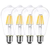 Wedna E27 Edison Vintage Glühbirne, 7W Dimmbar ST64 LED Filament Lampe, Ersetzt 60W Birne, 2700K Warmweiß, 700lm, Klarglas Retro Beleuchtung ...